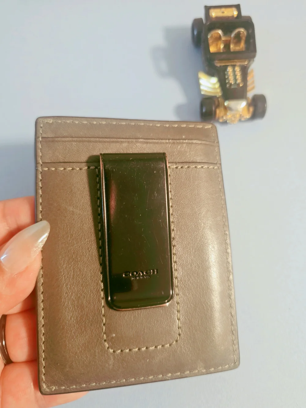 COACH Brown Leather Card Holder - Slim Men's Wallet